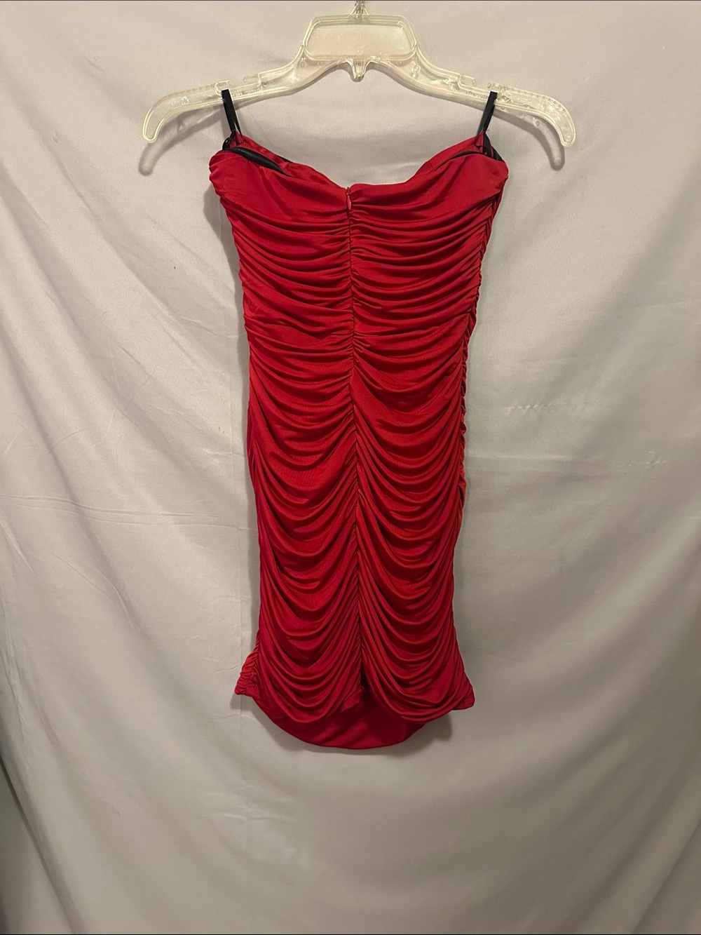 Strapless Ruched Red Bodycon Dress - Picture 3 of 4